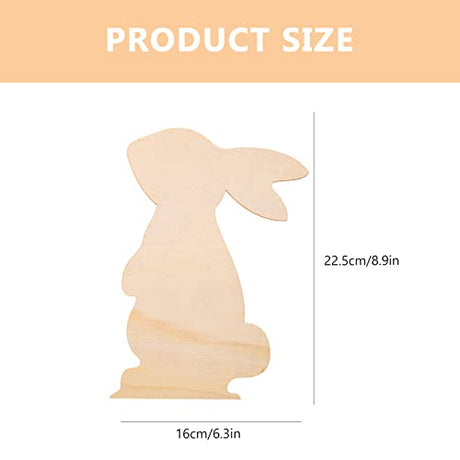 ABOOFAN 10Pcs Large Easter Bunny Wood Cutouts Unfinished Wooden Bunny Slices Blank Wood Rabbit Ornament for Painting Spring Decor Easter Party DIY ABOOFAN