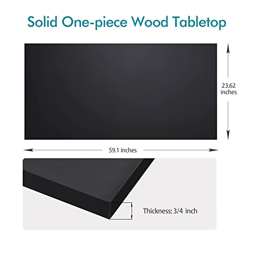 Kaboon Black Table Top 23.62" D x 59.1" W, Solid One-Piece Desktop, Universal Wood Countertop, Reversible Laminate Top, Double Desks, L-Desk DIY, for - WoodArtSupply