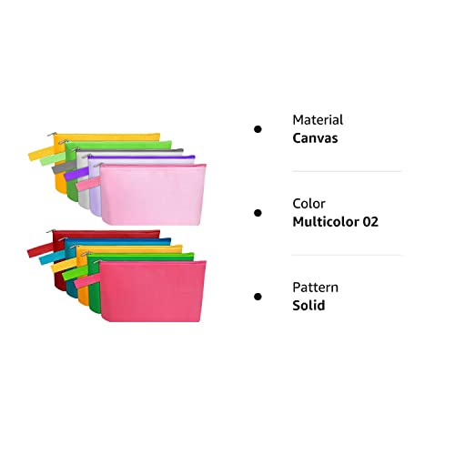 Sinzip 10 Pieces Cotton Canvas Makeup Bag with Bottom and Strap, Multi-Purpose Cosmetic Bag with Zipper Travel Toiletry Pouch, Blank DIY Craft Bag Sinzip