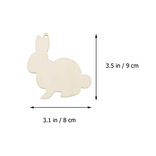 PRETYZOOM 20pcs Easter Wooden Ornaments Unfinished Easter Wooden Bunny Rabbit Shapes Cutouts Easter Tree Ornaments Wood Party Gift Tags