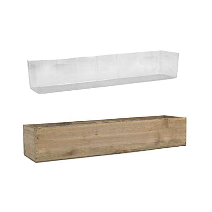 CYS EXCEL Rectangle Wood Planter Box with Removable Plastic Liner (H:4" Open:28"x5") | Multiple Size Choices Wood Rectangular Planter | Indoor