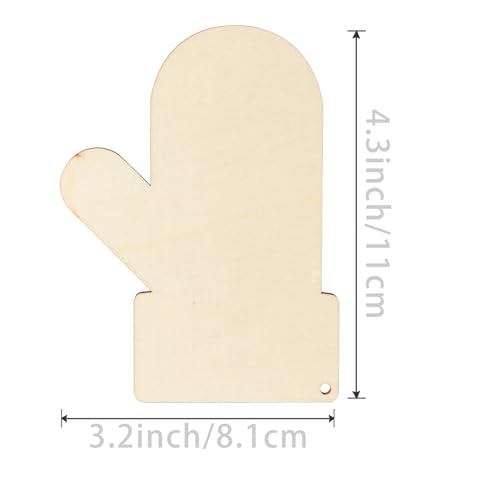 Christmas Mitten Wooden Christmas Blank Wood with Twines Art Unfinished Ornaments for Christmas Wedding Birthday Party Christmas Thanksgiving Day Zontween