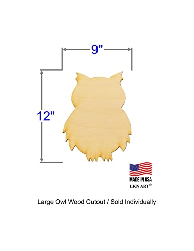 Unfinished Owl Wood Cutout Available in a Variety of Sizes and Thicknesses (1/8" Thickness, Large 9" x 12" (Sold Individually)) - WoodArtSupply