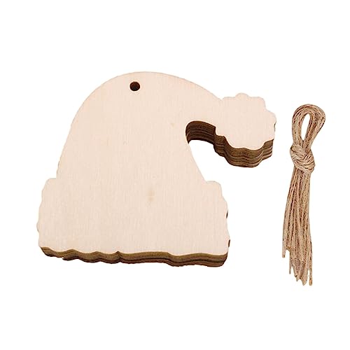 ABOOFAN 50 Pcs Wood Trim Woodsy Decor Christmas Decor Christmas Hanging Santa Hat Christmas Wood Shaped Unfinished Wooden Santa Hat Christmas Pendant ABOOFAN