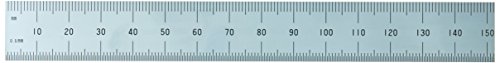 Shinwa H-3412A 6" 150 mm Rigid English Metric Zero Glare Satin Chrome Stainless Steel E/M Machinist Engineer Ruler/Rule with Graduations in 1/64, Shinwa