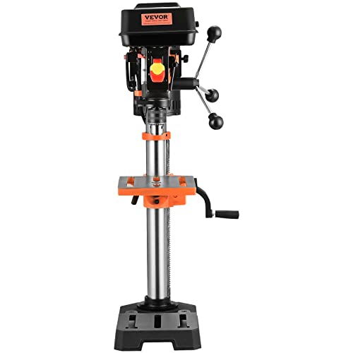 VEVOR 10 in Benchtop Drill Press, 3.2 Amp 120V, 5-Speed Cast Iron Bench Drill Press, 10 in Swing Distance 0-45° Tiltling Worktable with Work Light, - WoodArtSupply