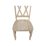 International Concepts Set of Two Double X-Back Dining Chair, 19.9"W x 22"D x 41.3"H, Wood Unfinished IC International Concepts
