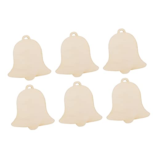 EXCEART 20 Pcs Xmas Tree Bell Ornament Holiday Wooden Shapes for Crafts Cutout Hanging Ornament Wood Ornaments Wooden Hanging Ornaments Wooden DIY EXCEART