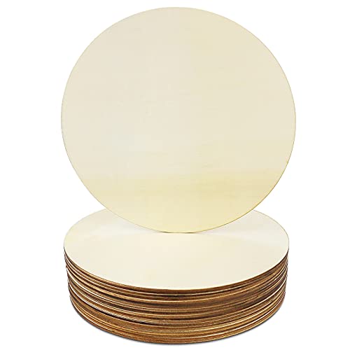 ISUSSER 20 PCS 8 Inch Diameter Unfinished Wood Rounds Wooden Cutouts for Crafts, Door Hanger, Door Design ISUSSER