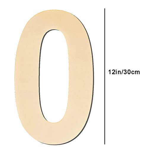 12 Inch Large Blank Wood Number 0 Unfinished Wood Slices Signs Board, Wooden Numbers for DIY Craft Projects, Birthday, Party, Wedding Decorations BIUWING