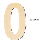 12 Inch Large Blank Wood Number 0 Unfinished Wood Slices Signs Board, Wooden Numbers for DIY Craft Projects, Birthday, Party, Wedding Decorations BIUWING