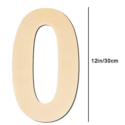 12 Inch Large Blank Wood Number 0 Unfinished Wood Slices Signs Board, Wooden Numbers for DIY Craft Projects, Birthday, Party, Wedding Decorations - WoodArtSupply