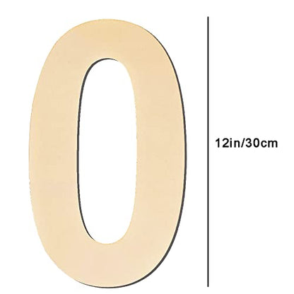 12 Inch Large Blank Wood Number 0 Unfinished Wood Slices Signs Board, Wooden Numbers for DIY Craft Projects, Birthday, Party, Wedding Decorations - WoodArtSupply