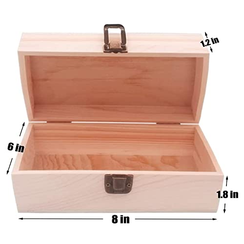 KYLER Unfinished Pine Wood Box - Large Wooden Boxes with Hinged Lid for Craft, DIY, Hobbies, Jewelry, Home Storage, 8 x 6 x 3 inch - WoodArtSupply