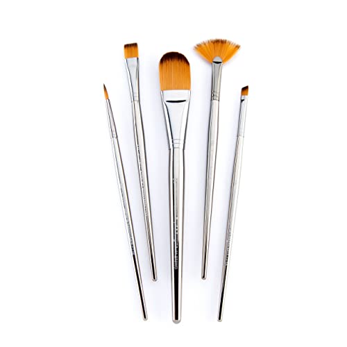 Royal & Langnickel Zen 5pc Standard Handle Brush Set, Includes - Oval Wash, Angular, Shader, Fan & Round Brushes - WoodArtSupply