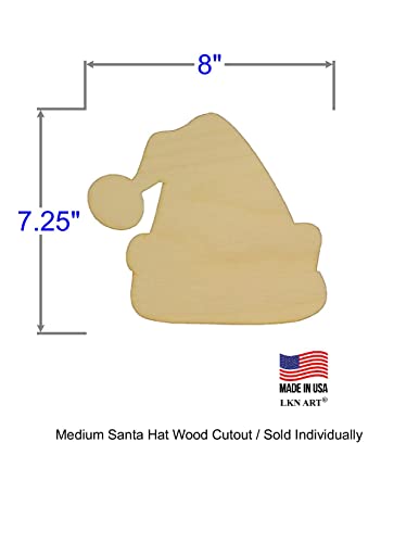 Unfinished Santa Hat Wood Cutout Available in a Variety of Sizes and Thicknesses (1/8" Thickness, Medium 8" x 7.25" (Sold Individually)) - WoodArtSupply