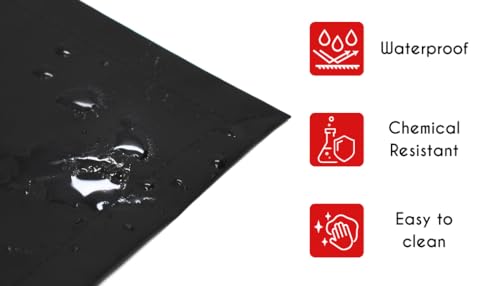 EISCO Rubber Vinyl Apron, Medium (27" W x 36" L) - Adjustable Bib Apron for Dishwashing, Butcher, Laboratory - Black EISCO