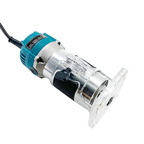 Cozyel 110V 800W Palm Router Electric Hand Trimer Wood Router 1/4" Collets Woodworking Tool Laminate Trimer, Blue Cozyel