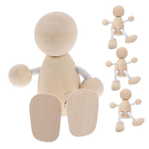 4pcs Wooden Doll Pegs Unfinished Wooden Doll Wood Peg Dolls Doll Pegs DIY Peg Dolls Unfinished Dolls Pegs Graffiti Wooden Doll Blank Peg Dolls Common Ciieeo