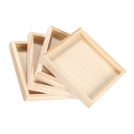 Zerodeko 16 Pcs Puzzle Toys Unfinished Wood Serving Blocks Tray Serving Storage Tray Sundries Holder Toy Holder Unfinished Wood Tray Wood Serving Zerodeko