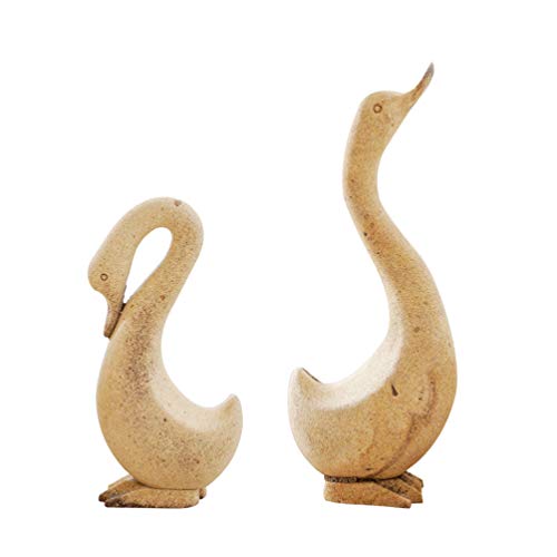 EXCEART 1 Pair Unfinished Wooden Goose Figurines DIY Blank Animal Statue Model Great for Arts and Crafts (DIY Goose) EXCEART