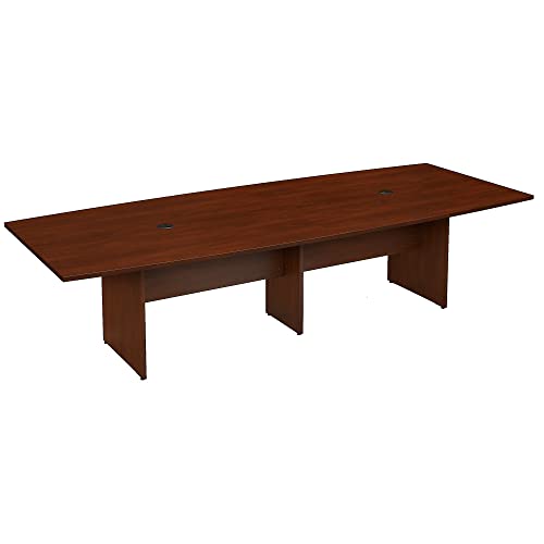 Bush Business Furniture Conference Table for 8-10 People | Boat Shaped 10 FT Engineered Wood Meeting Desk with Wooden Base for Office Boardrooms,