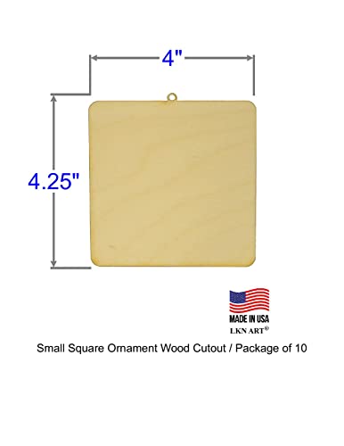 Unfinished Square Wood Ornament Available in a Variety of Sizes and Thicknesses (1/4" Thickness, Small 4" x 4.185" (Package of 10)) - WoodArtSupply