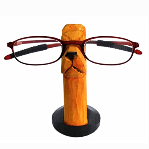 Red Dollar Handmade Wood Carved Animal Eyeglass Holder, Cute Sunglasses Display Stand, Nightstand Home Office Desk Decor, Christmas Holiday New Year Red Dollar