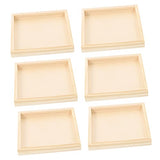 PRETYZOOM 6pcs Unfinished Wood Serving Tray Wood Trays for Crafts Square Serving Tray Puzzle Dishes for Wood Canvas Boards for Hexahedron Painting PRETYZOOM