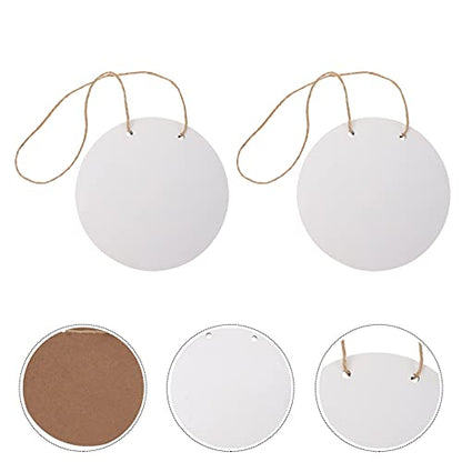 Healifty 2pcs Wooden Circle Sign Unfinished Hanging Wood Sign Sublimation Blank Cutouts Decorative Round Wood Plaques with Rope for Pyrography - WoodArtSupply