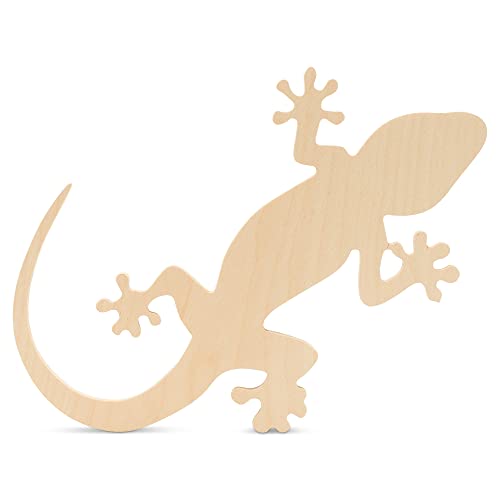 Wood Gecko Cutout 10-inch x 11-inch, Pack of 3 Unfinished Wood Animal Cutouts for Crafts and Lizard Decor Shapes, by Woodpeckers Woodpeckers