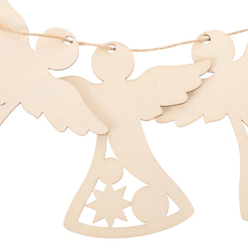 EXCEART 30pcs Christmas Angel Wooden Cutouts Xmas Unfinished Wooden Angel Shape Blank Wood Angel Gift Tags for DIY Crafts Christmas Tree Ornaments