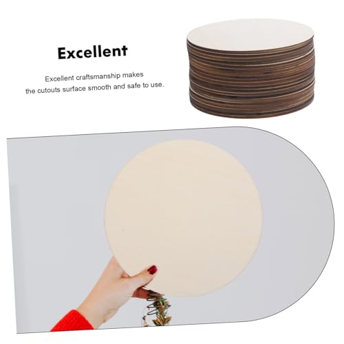 Tofficu 20pcs DIY Graffiti Wood Chips Christmas Decor Wooden Plate Decoupage Paper Round Cutout Tiles Unfinished Wood Circles Unfinished Wooden Board Tofficu