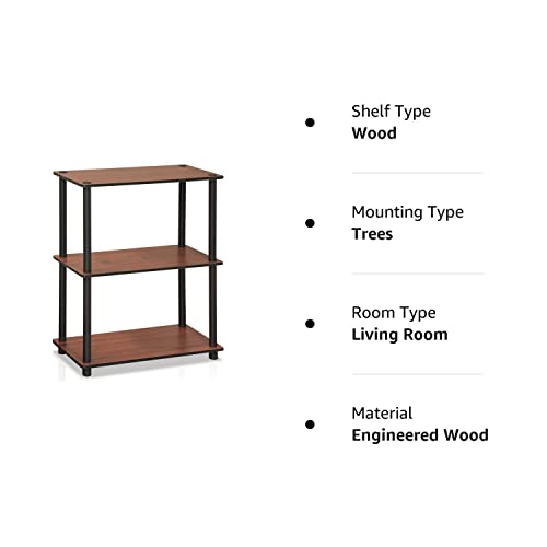 Furinno Turn-N-Tube 3-Tier Compact Multipurpose Shelf Display Rack, Dark Cherry Furinno