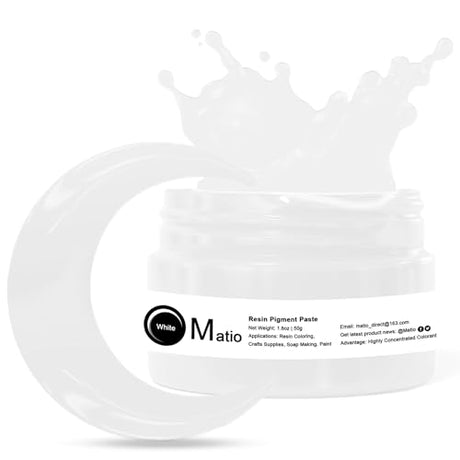 Matio White Resin Pigment Paste, 1.8oz/50g Resin Color Pigment Dye Opaque Epoxy Resin Tint Higher Concentrated Colorant for Crafts, Ocean Waves Cells Matio