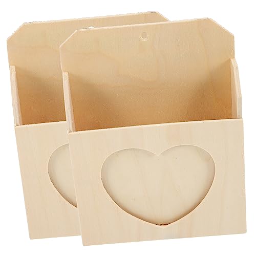 Operitacx 2pcs Love Envelope Box Kids Play Mailbox Unfinished Thank You Cards Holder Wall Magazine Holder Pencil Cup Pot Wall Mounted Mail Holder Operitacx