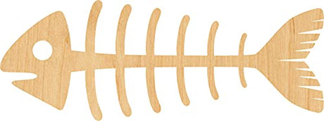 Fish Skeleton Laser Cut Out Wood Shape Craft Supply - 4 Inch Generic