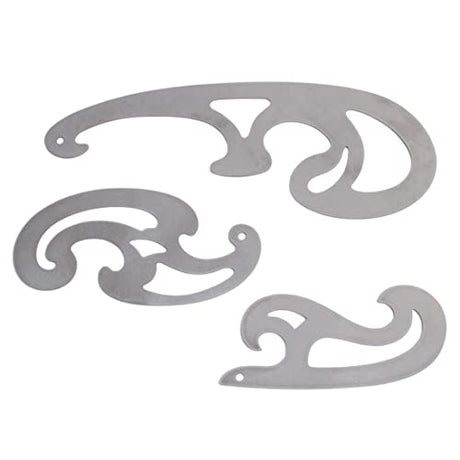 3pcs Steel French Curve Rulers Set, Metal Drafting Drawing Cutting Template for Leather Craft Projects Tool, Leather Cutting Ruler Stencil, StryiCarvingTools