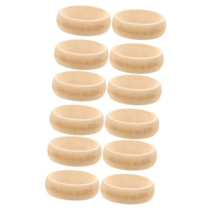 TEHAUX 12 pcs DIY Wooden Bracelet Wood Bangle Bracelets Wooden Cuff Bangle Unfinished Wood Bangle Slap Bracelets for Unfinished Wood Ring Wood Wrist - WoodArtSupply