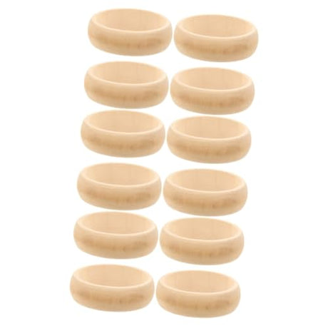 TEHAUX 12 pcs DIY Wooden Bracelet Wood Bangle Bracelets Wooden Cuff Bangle Unfinished Wood Bangle Slap Bracelets for Unfinished Wood Ring Wood Wrist TEHAUX