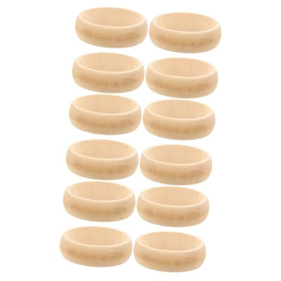 TEHAUX 12 pcs DIY Wooden Bracelet Wood Bangle Bracelets Wooden Cuff Bangle Unfinished Wood Bangle Slap Bracelets for Unfinished Wood Ring Wood Wrist