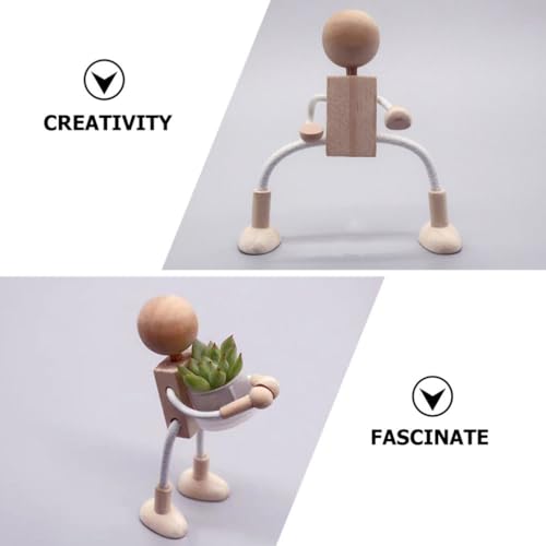 TEHAUX 6pcs Unfinished Wood Peg Dolls, Paintable Wooden Doll Shapeable Wood Peg Bodies Figures Cute Wood Peg People Doll for DIY Arts Crafts TEHAUX