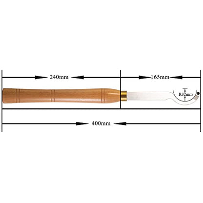 Hollower Swan Neck Woodturning Lathe Tipped Bended Chisel Tool with 12mm Round Carbide Insert, 16 inch Length