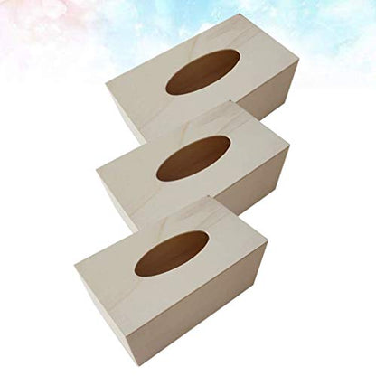 Ciieeo 3PCS Unfinished Wood Tissue Box DIY Tissue Boxes Wooden Tissue Box Square Wooden Napkin Holder for Home Craft Supplies