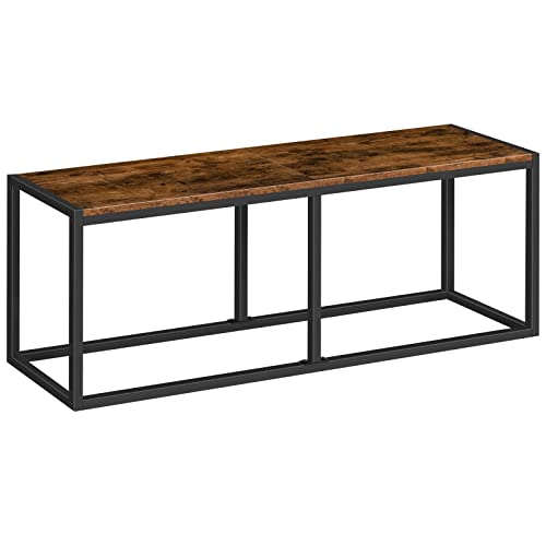 HOOBRO Dining Bench, 47.2 Inch Table Bench, Industrial Style Kitchen Bench, Steel Frame, Easy to Assemble, for Kitchen, Dining Room, Rustic Brown and HOOBRO