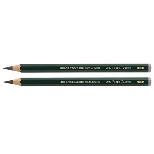 Faber-Castell 9000 Jumbo Graphite Pencil Set - 2 Graphite Sketch Pencils (2B, 4B), Double Hole Pencil Sharpener, Dust Free Art Eraser - Graphite Faber-Castell