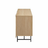 Walker Edison Modern Scandinavian Fluted Door Kitchen Storage Sideboard Buffet Cabinet Console, 69 Inch, Coastal Oak/Black Walker Edison