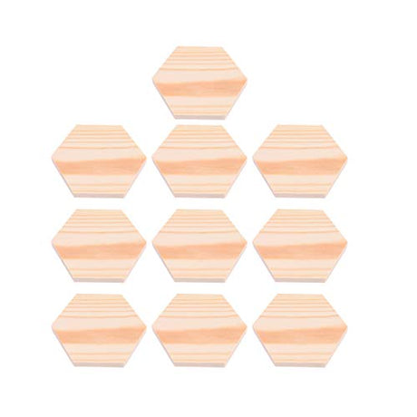 Healifty 10PCS Wooden Craft Shapes Small Wood Block Wood Cutouts Wood Hexagon Shape Slices Hexagon Shaped Wood Slices Hexagon Wood Slices Unfinished Healifty