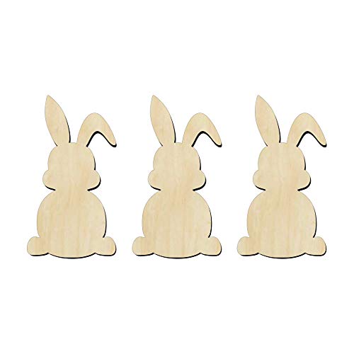 3 Pack of 6 inch Bunnies, Easter Bunny cutouts, Unfinished Bunny wood cutout, DIY Craft wooden cutout WoodArtSupply