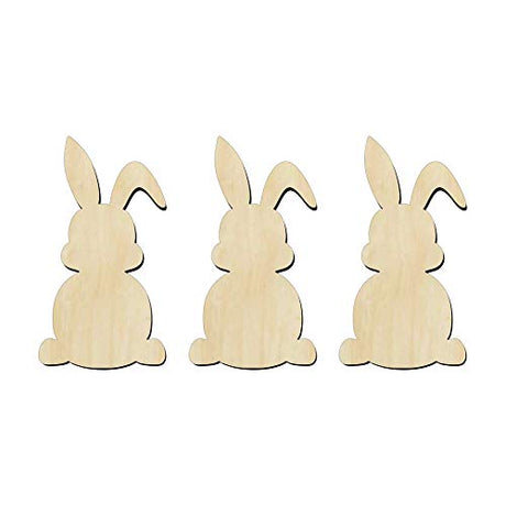 3 Pack of 6 inch Bunnies, Easter Bunny cutouts, Unfinished Bunny wood cutout, DIY Craft wooden cutout WoodArtSupply